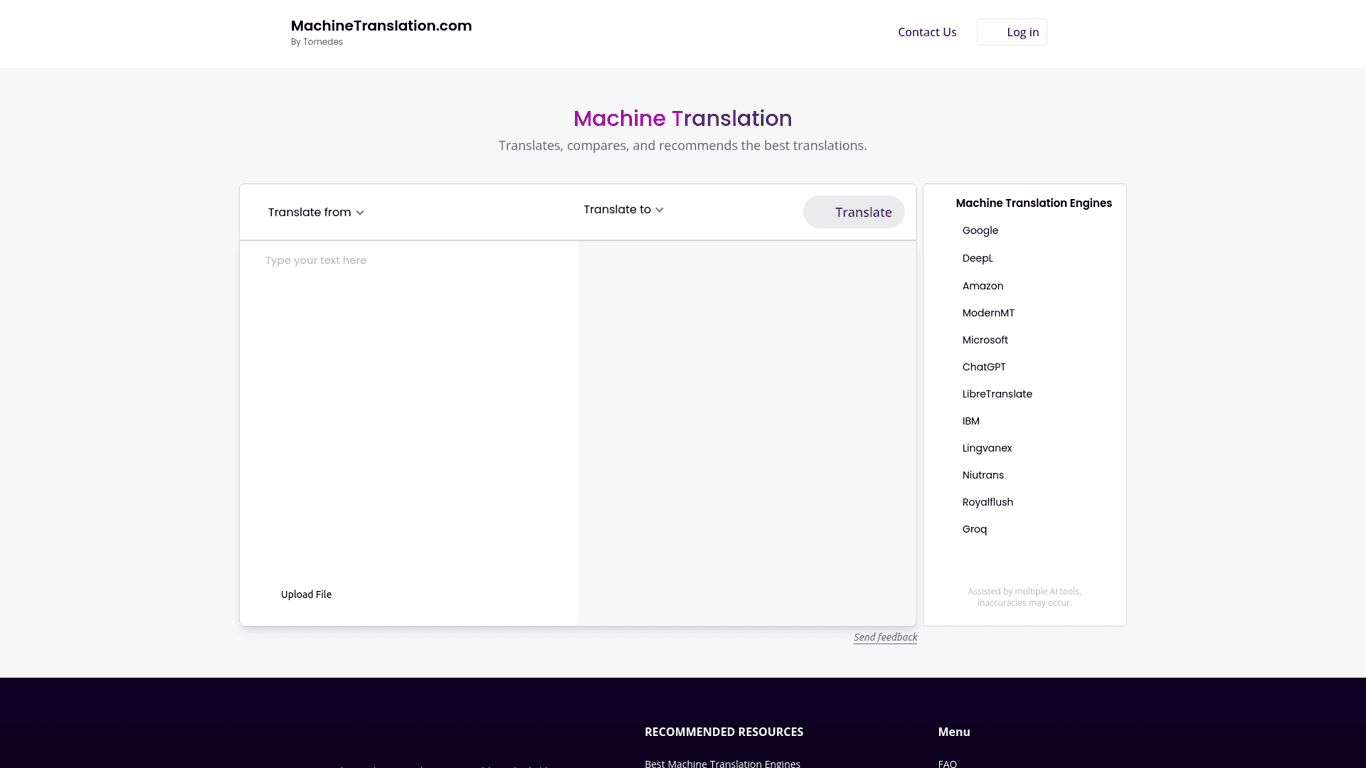 Machine Translation screenshot