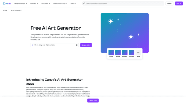 Thumbnail image for AI Art Generator | Canva