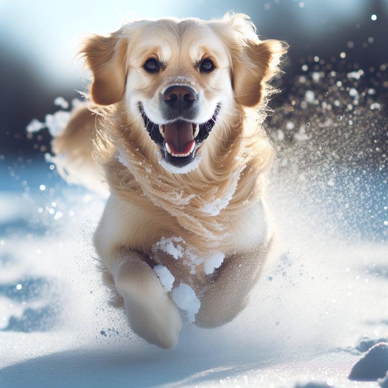 Banner for Golden Retriever Joyfully Frolics in the Snow: Fetching Fun Unveiled!