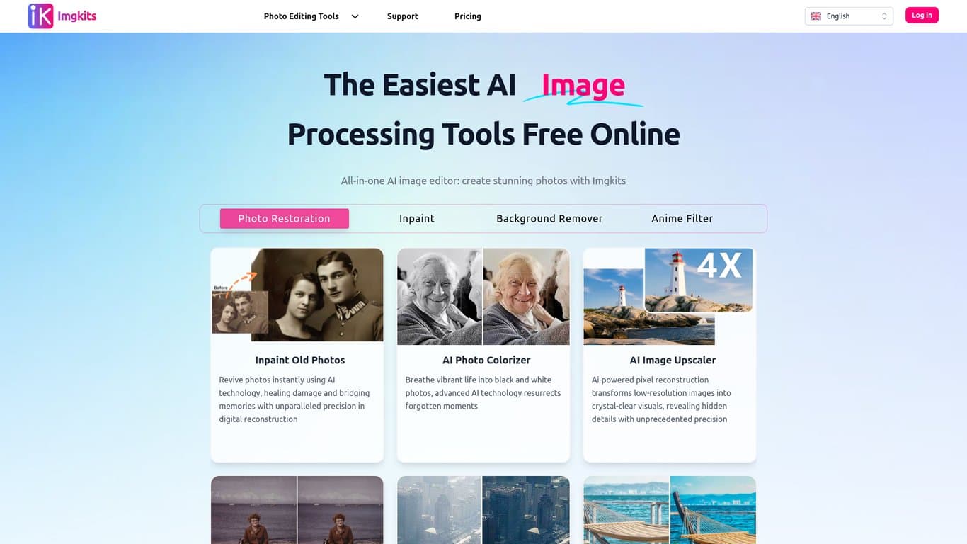 Imgkits - AI Image Processing Tools Online screenshot