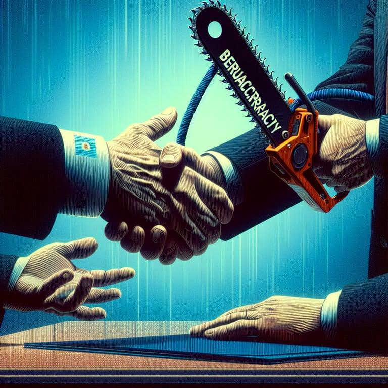 Banner for Argentina's President Gifts 'Chainsaw of Bureaucracy' to Elon Musk at CPAC