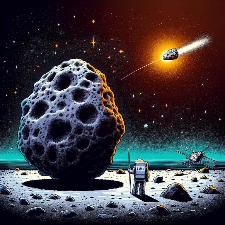 NASA's Lucy Spacecraft Reveals Asteroid-Shaped Like a Lumpy Bowling Pin!