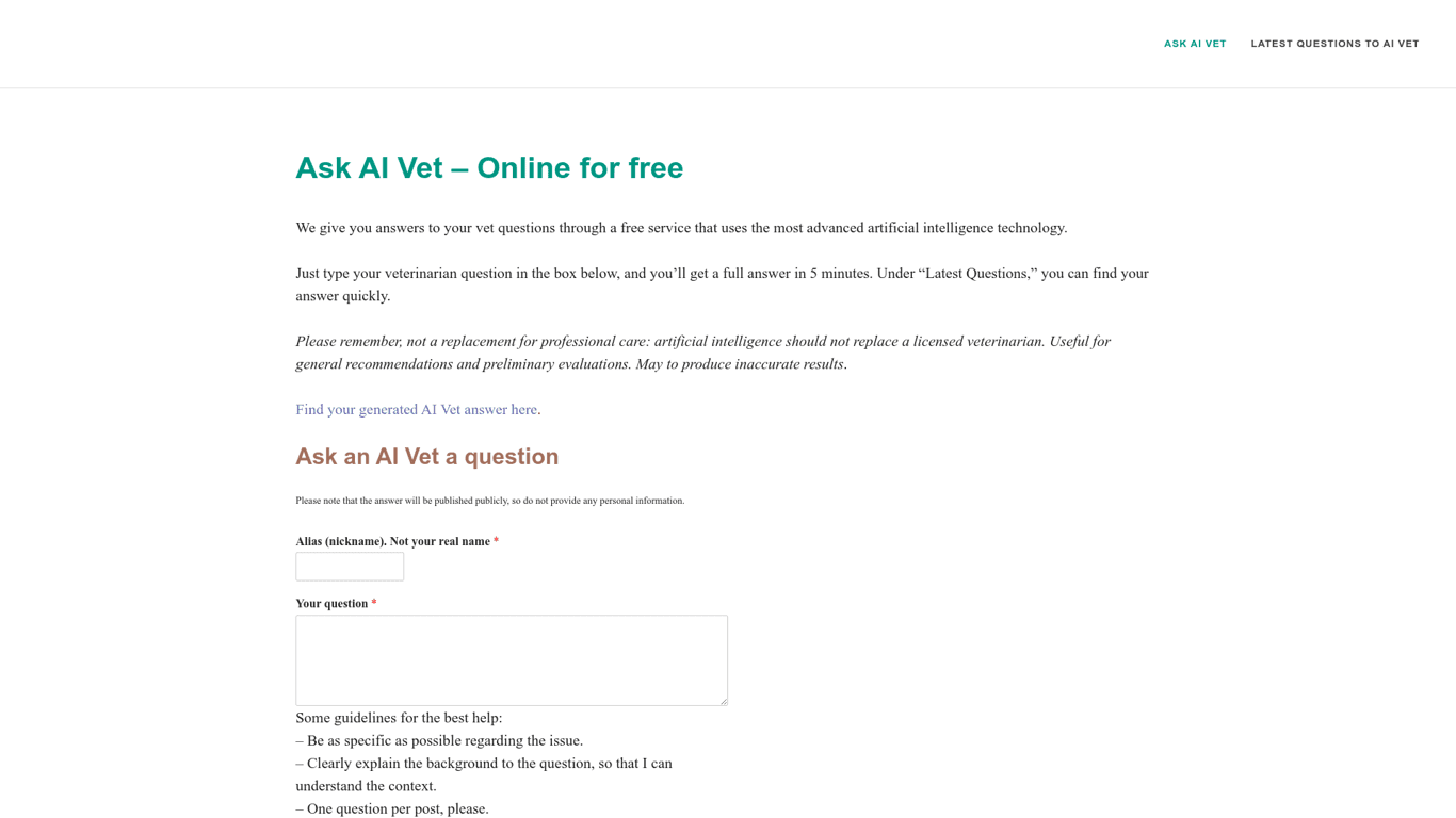 Ask AI Vet screenshot