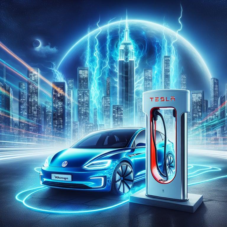 Banner for Volkswagen's Electrifying Journey: Gaining Access to Tesla's Supercharger Network in 2025!