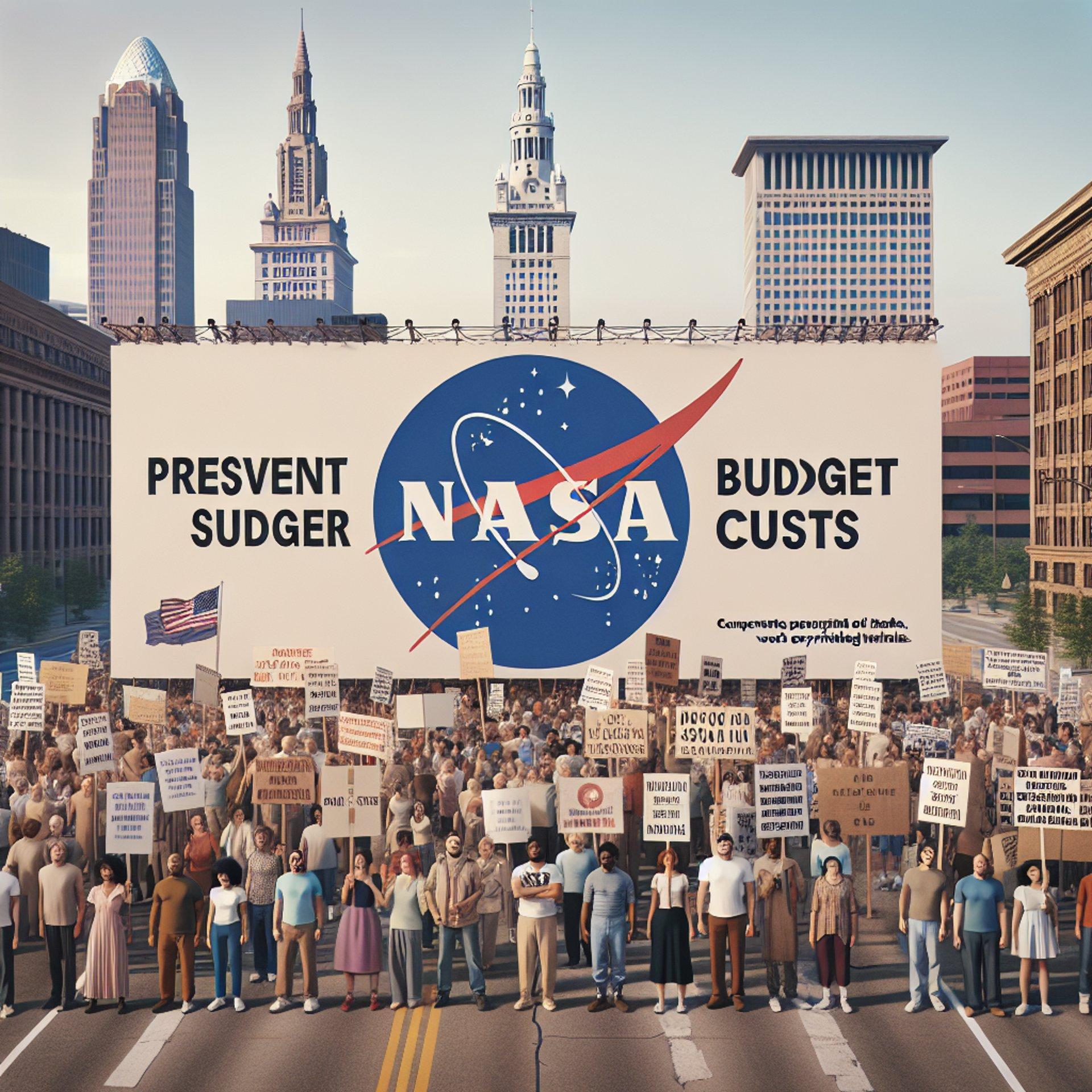 Banner for Cleveland Protestors Stand Up Against NASA Budget Cuts