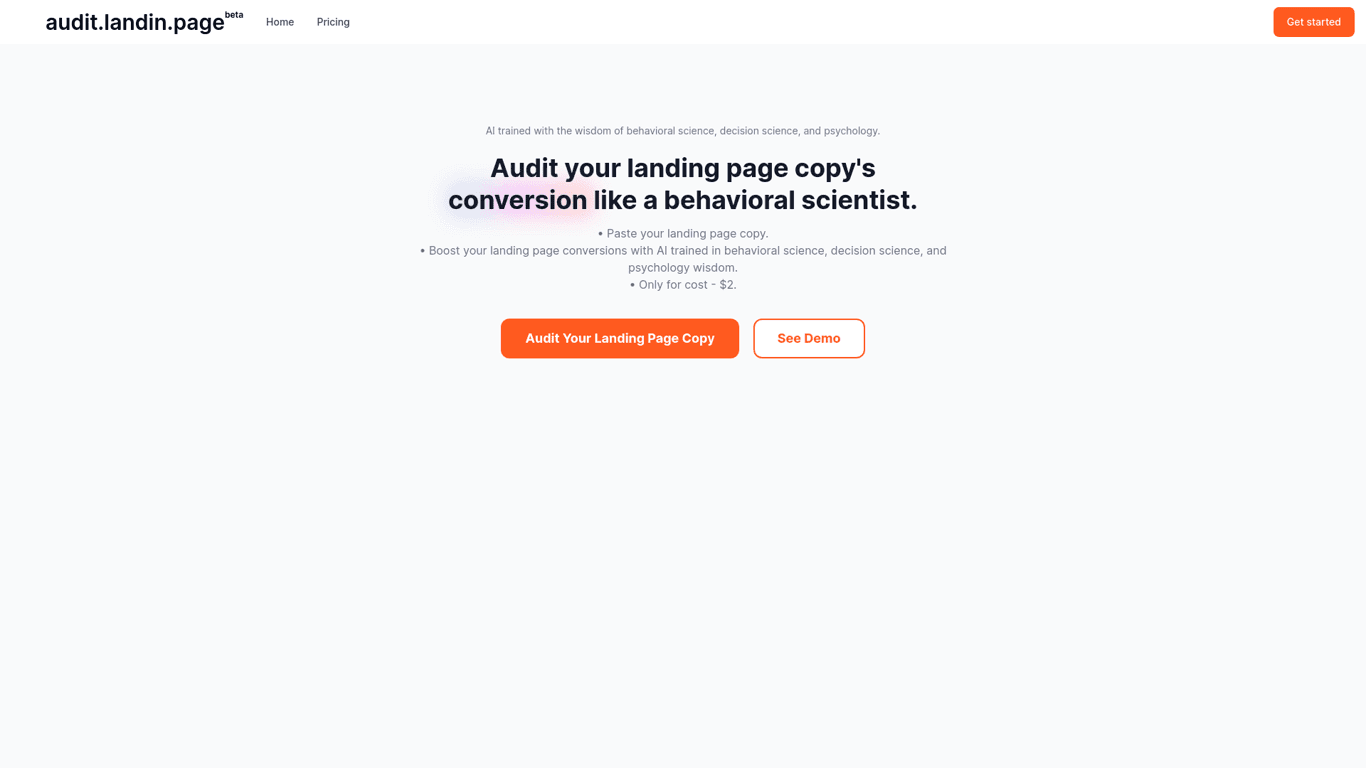 Audit Landing Page screenshot