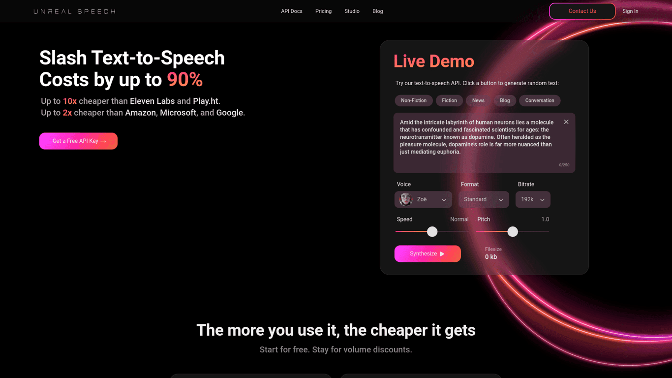 Unreal Speech screenshot