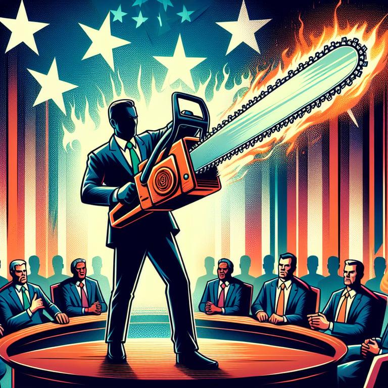 Banner for Elon Musk's Chainsaw Spectacle at CPAC: Cutting Through Politics with DOGE