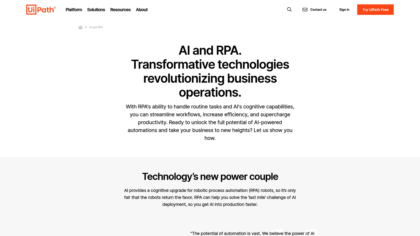 AI and RPA | UiPath screenshot