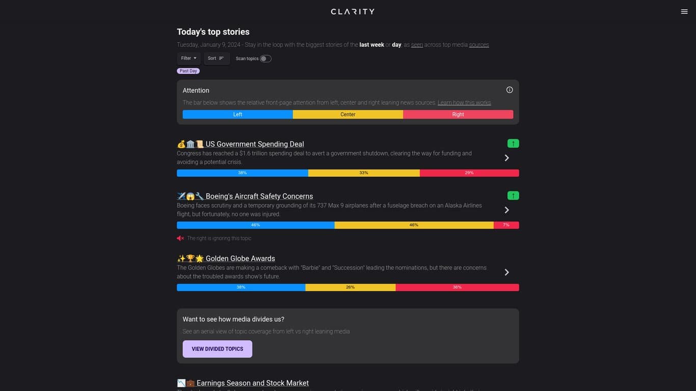 Clarity screenshot