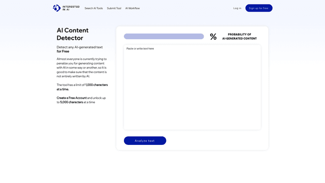 Thumbnail image for AI Content Detector By Interested In AI