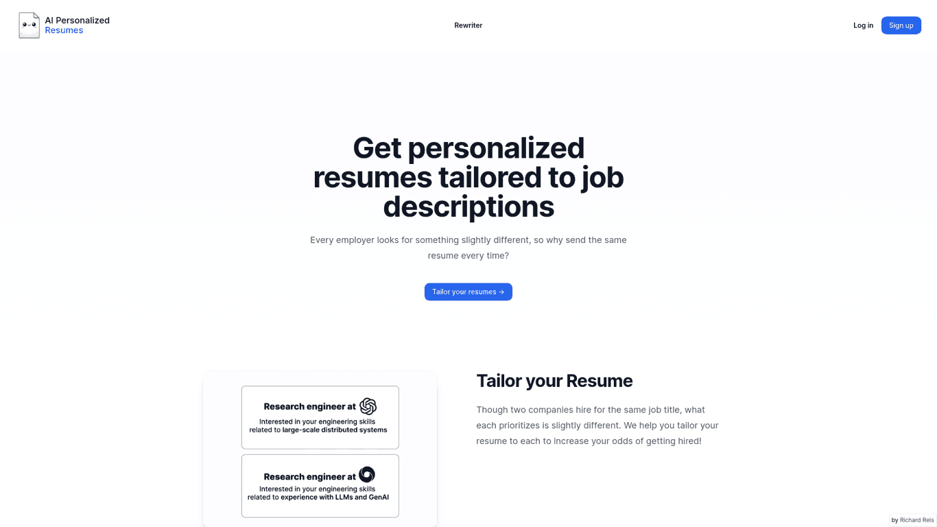 AI Personalized Resumes screenshot