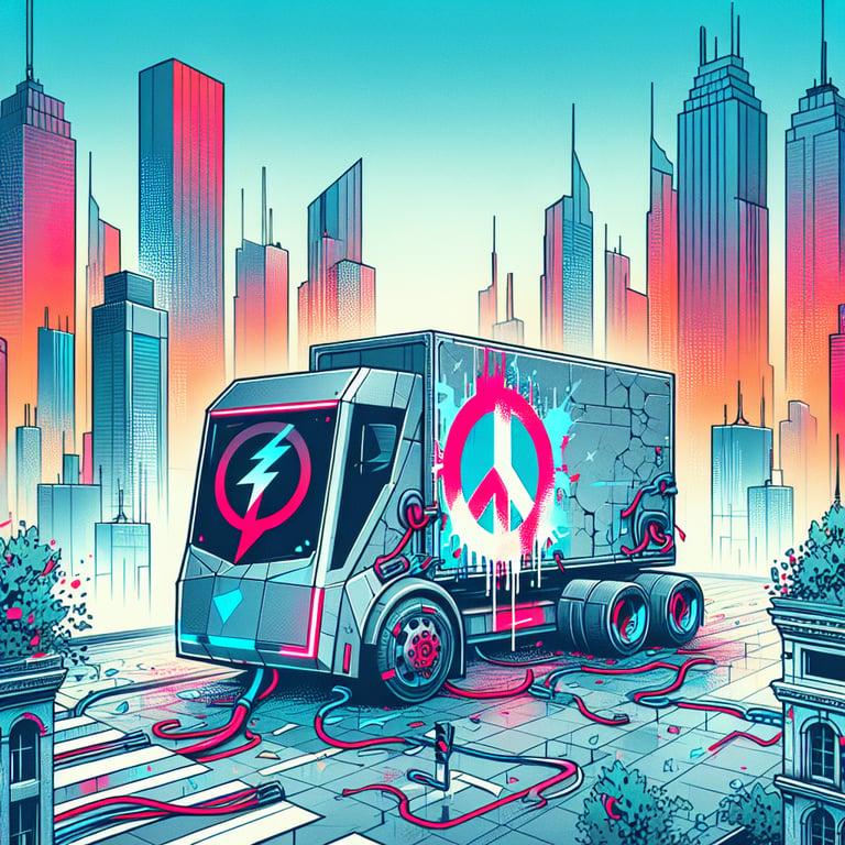 Banner for Tesla's Cybertruck Vandalized with Swastika in NYC Amid Political Backlash