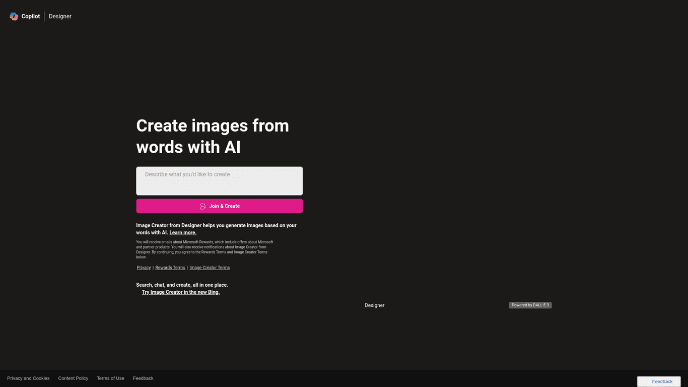Bing Image Creator screenshot