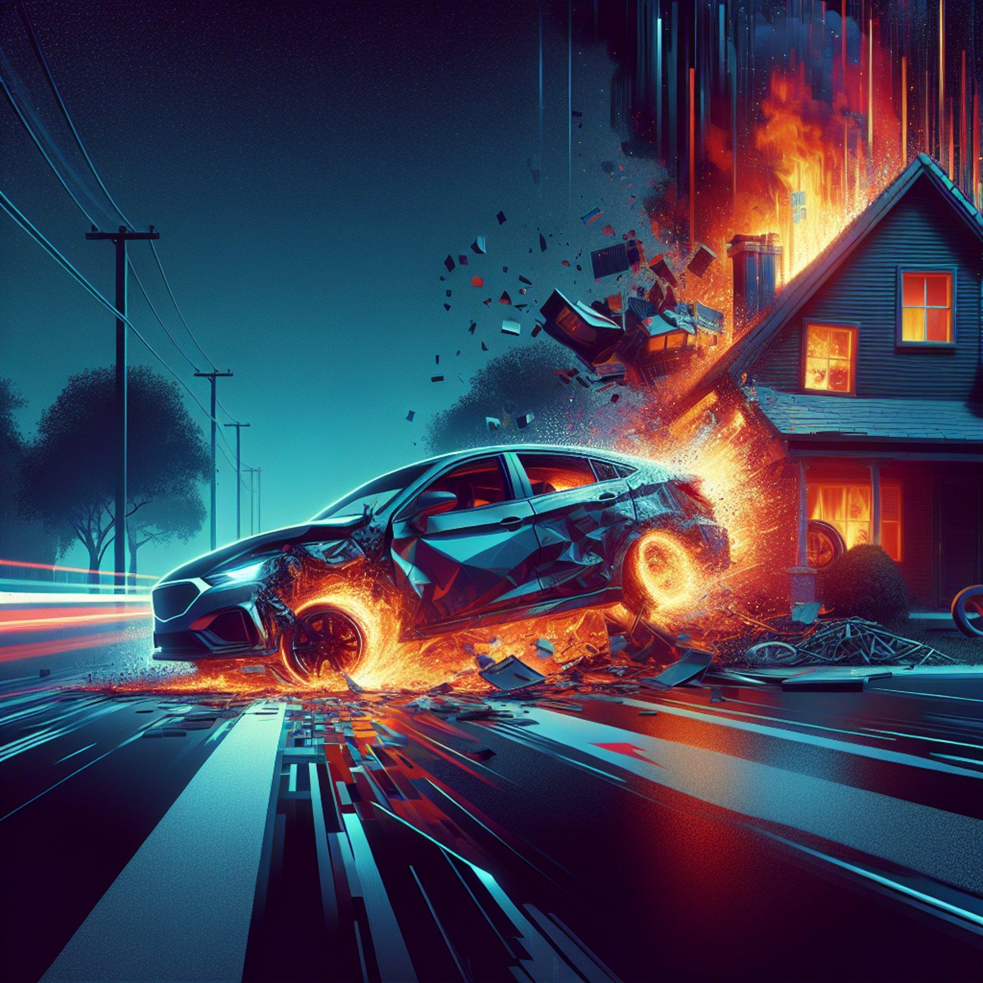 Banner for High-Speed Tragedy: Tesla Crashes into Woodridge Home, Sparks Deadly Blaze