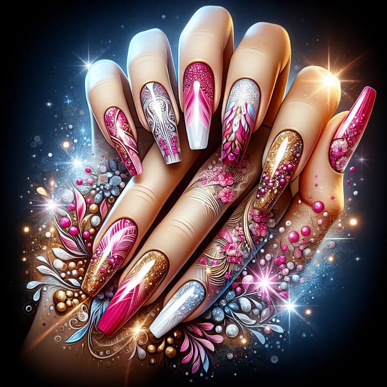 Nail Art Triumph: Pink, White, and Gold Designs Steal the Spotlight on Instagram!