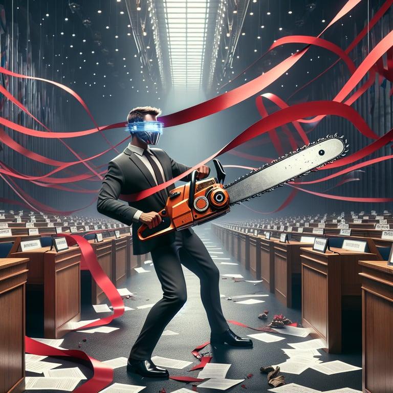 Banner for Elon Musk's Chainsaw Spectacle at CPAC: Cutting Through Bureaucracy with Style