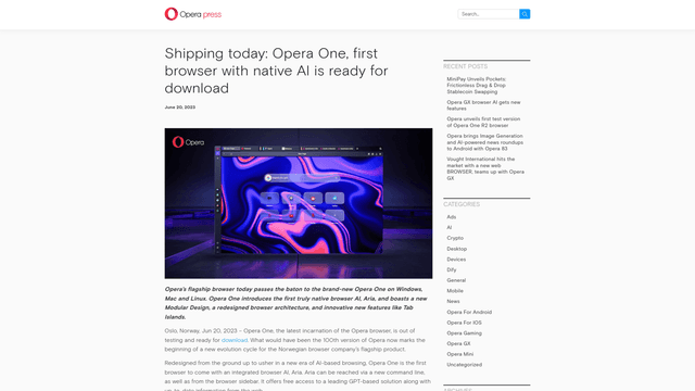 Thumbnail image for Opera One