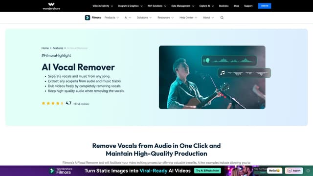 Thumbnail image for AI Vocal Remover - Filmora