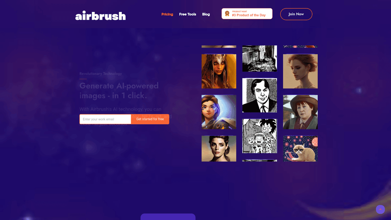 Airbrush AI landing page screenshot