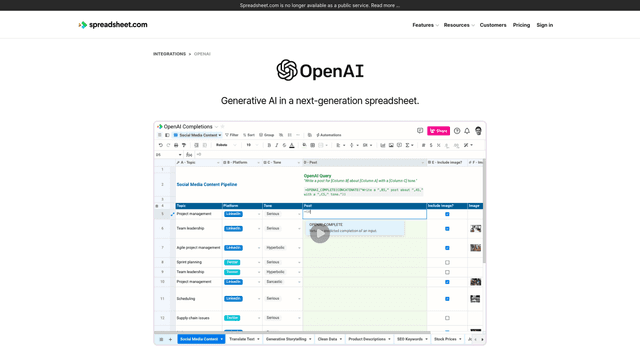 Thumbnail image for OpenAI in Spreadsheet