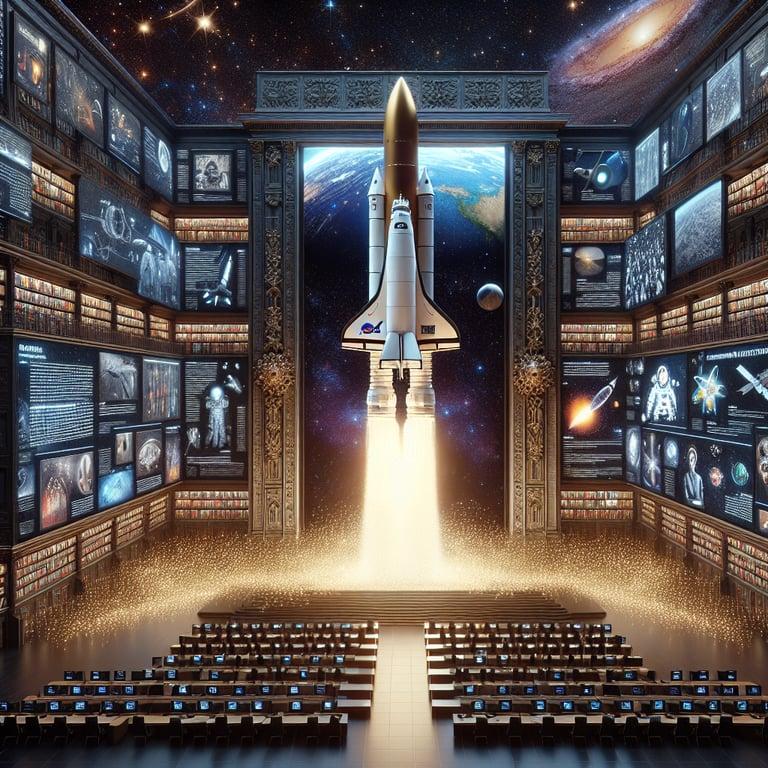 Banner for Marshall Library Rockets into Space with Interactive NASA Exhibit!