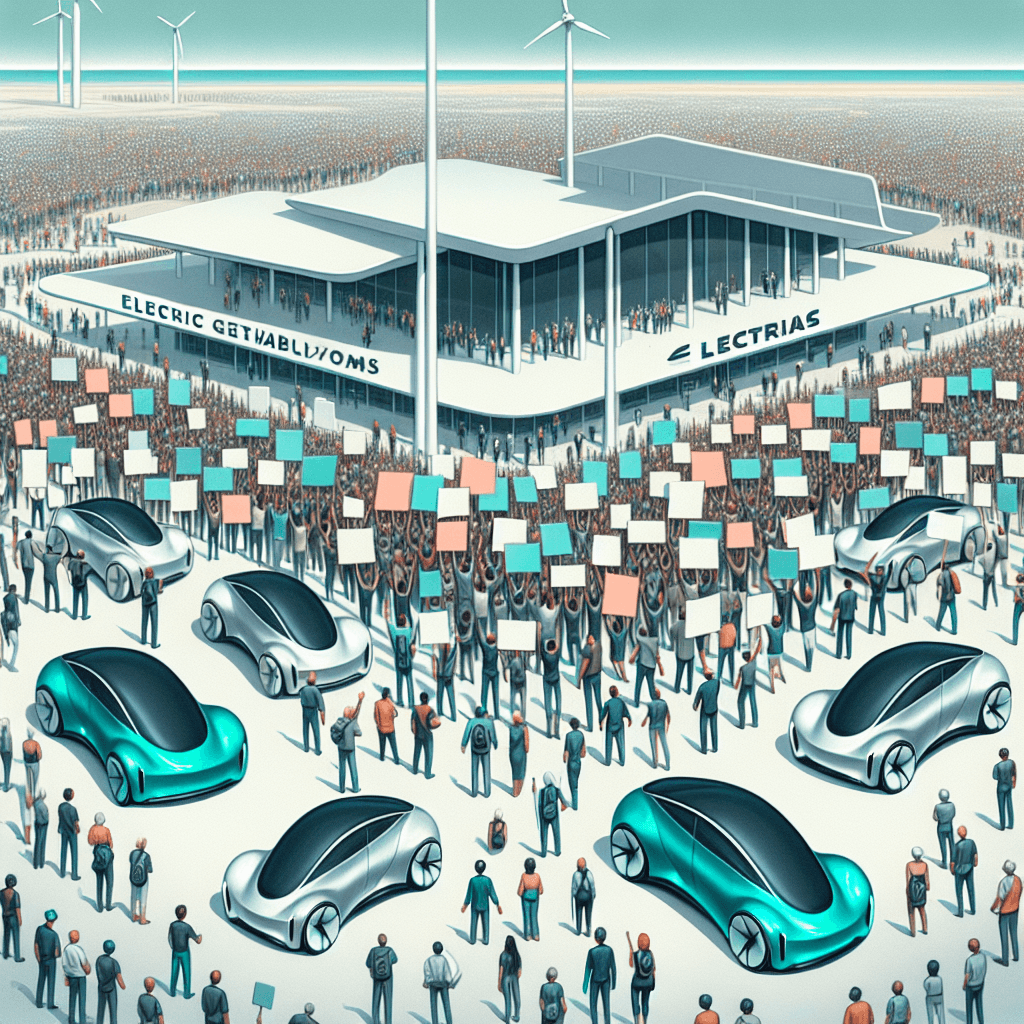 Banner for Massive Protest at Long Beach Tesla Dealership Targets Musk and Trump