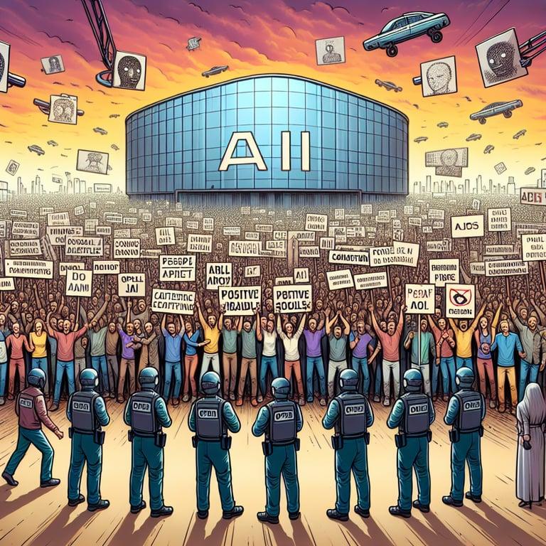 Banner for Protests at OpenAI Quell AI Enthusiasm Amidst Arrests and Controversy
