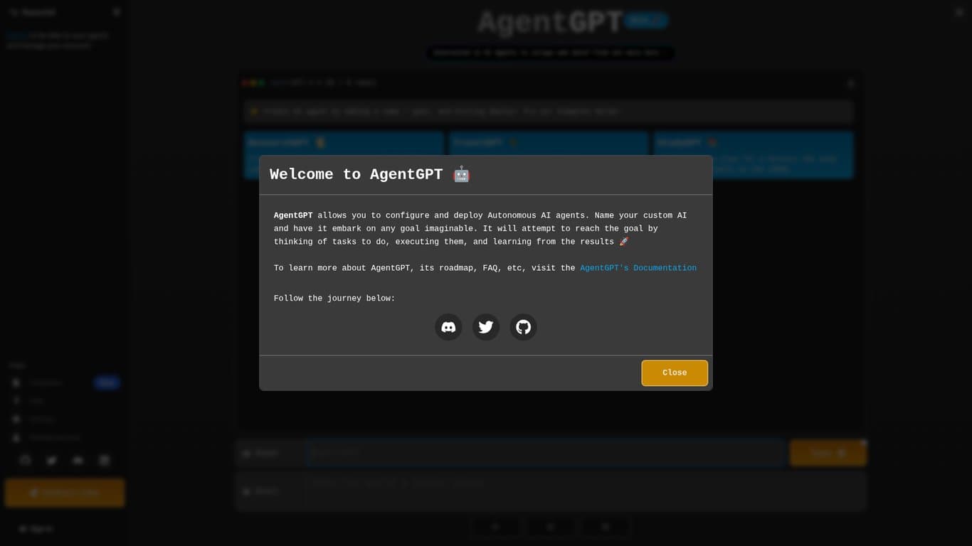 AgentGPT screenshot