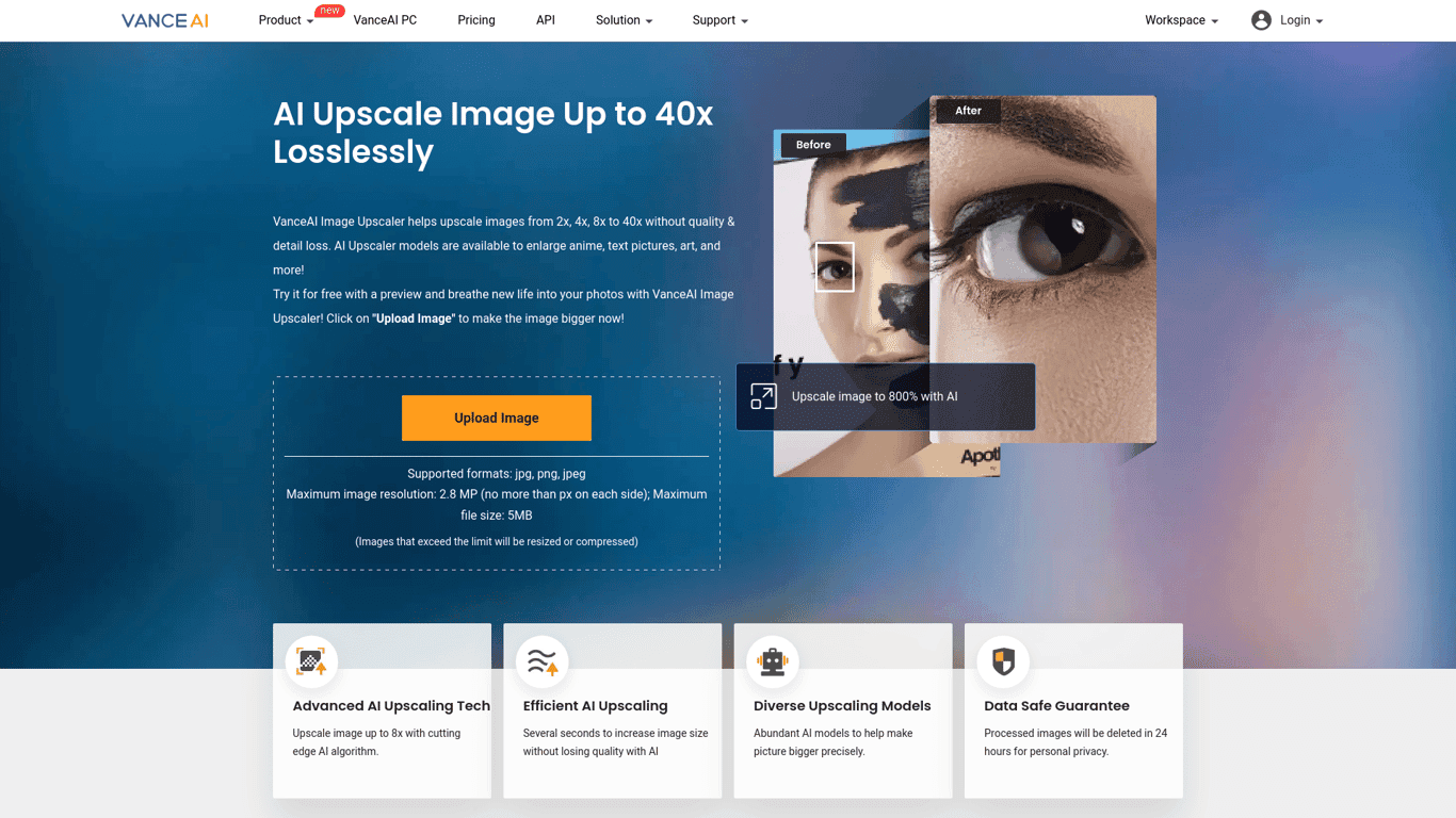 VanceAI Image Upscaler screenshot