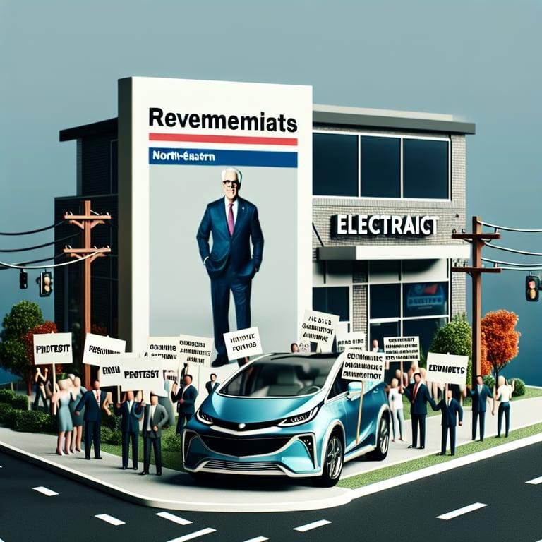 Banner for Vermonters Stage Protest Against Elon Musk & Trump Administration at Tesla Dealership
