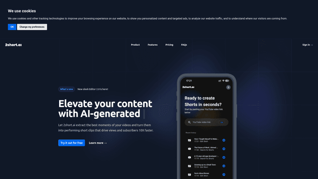 Thumbnail image for 2short.ai