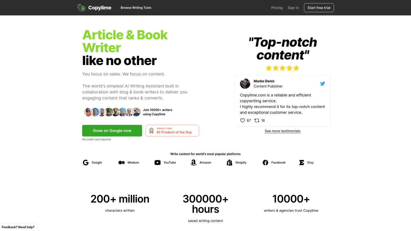 Copylime screenshot