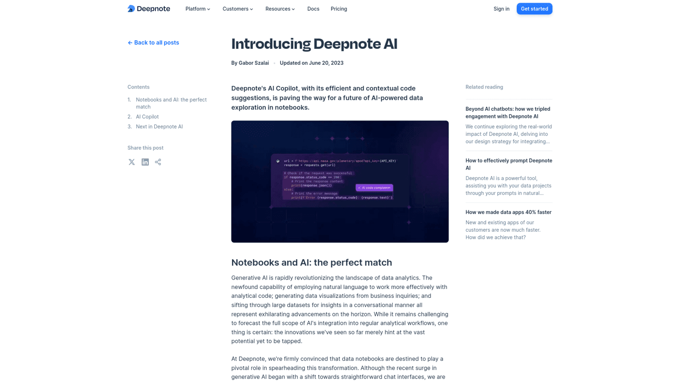 Deepnote Copilot screenshot
