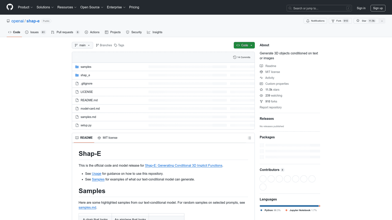 Shap-e screenshot