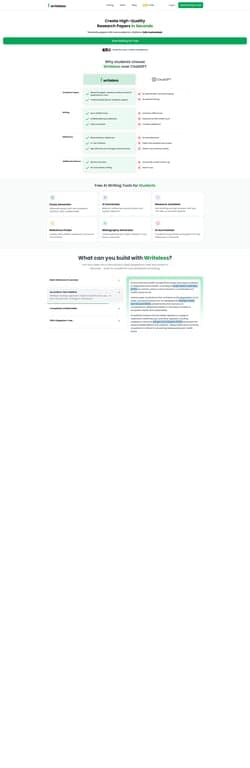 Writeless AI - Create High-Quality Essays in Seconds screenshot
