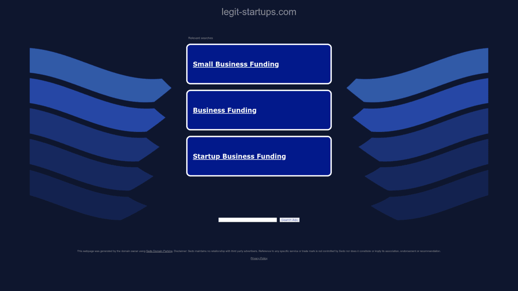 Legit-startups landing page screenshot