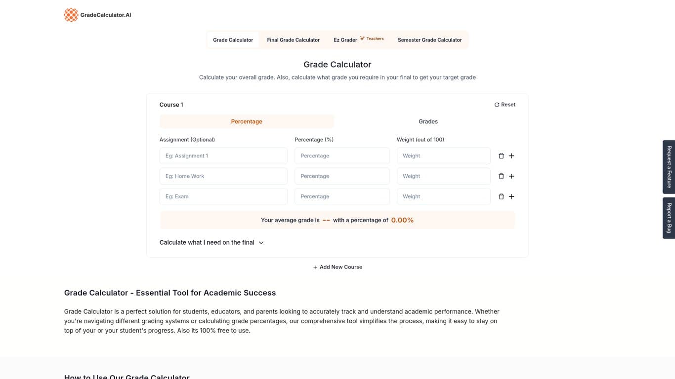 Grade Calculator AI screenshot