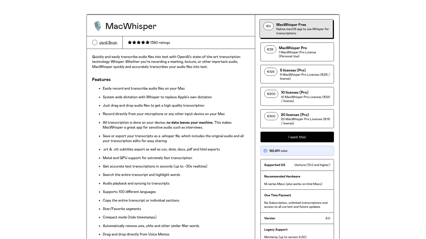 Macwhisper screenshot