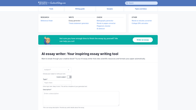 Thumbnail image for CustomWritings AI Essay Writer