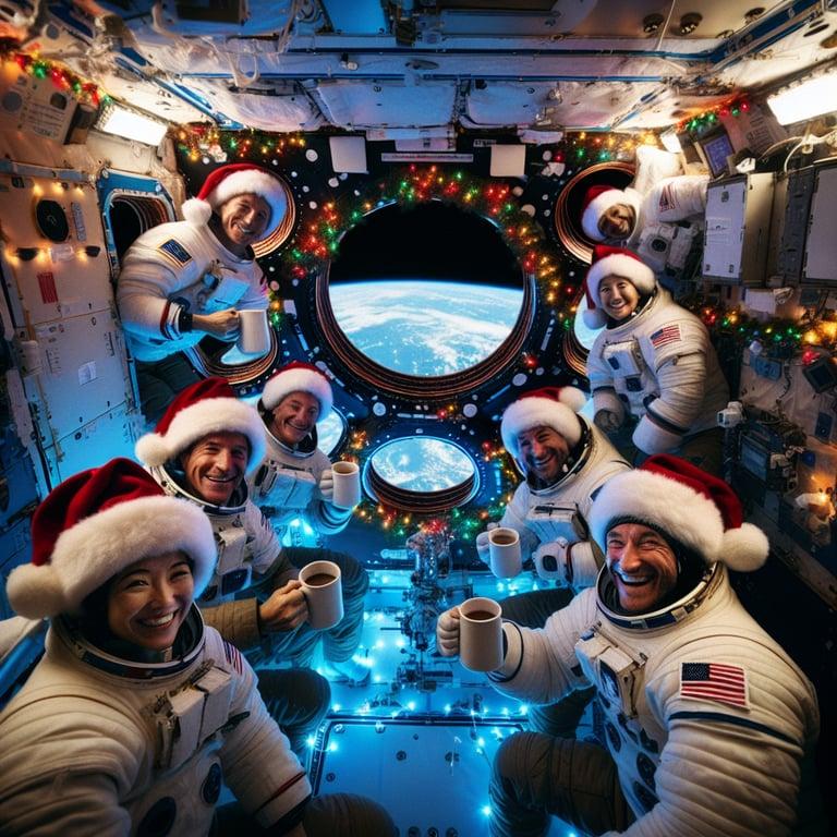 Banner for Astronauts Celebrate Christmas with Santa Hats on Extended ISS Mission!