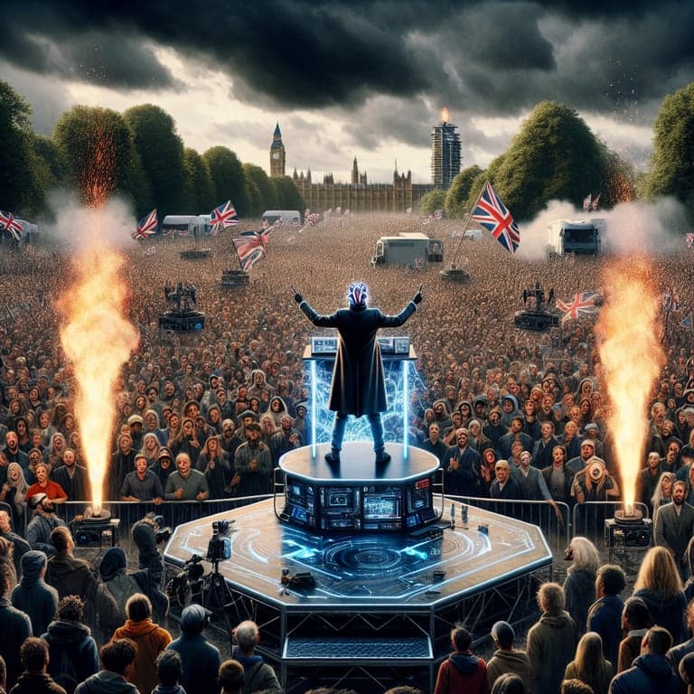 Banner for Elon Musk Stirs Controversy with Fiery Speech at UK Rally