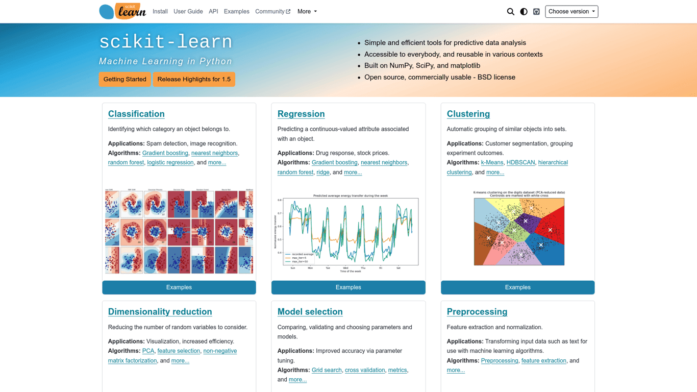 Scikit Learn screenshot