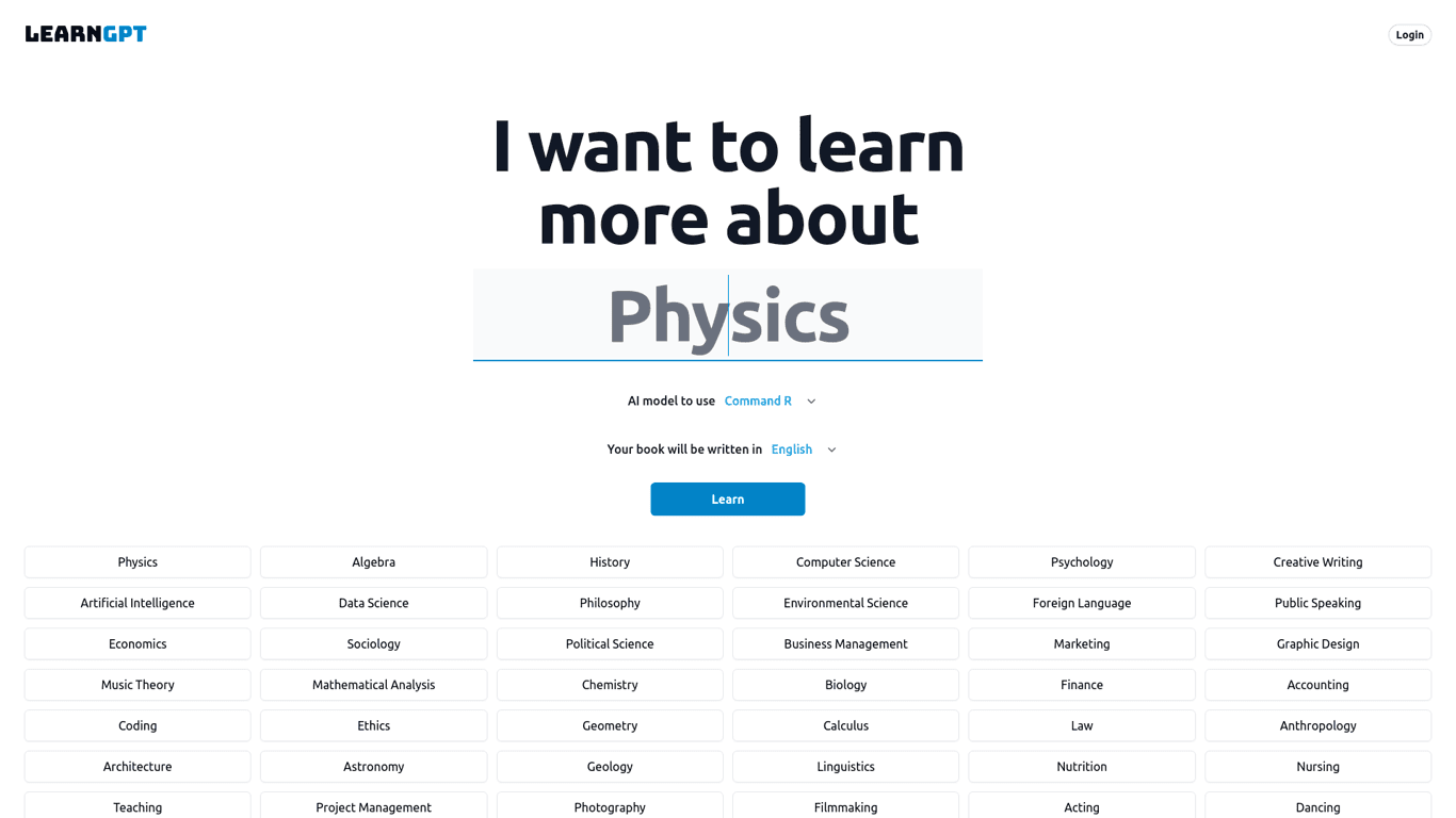 LearnGPT screenshot