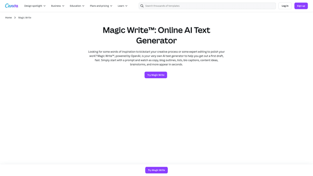 Thumbnail image for Canva Magic Write