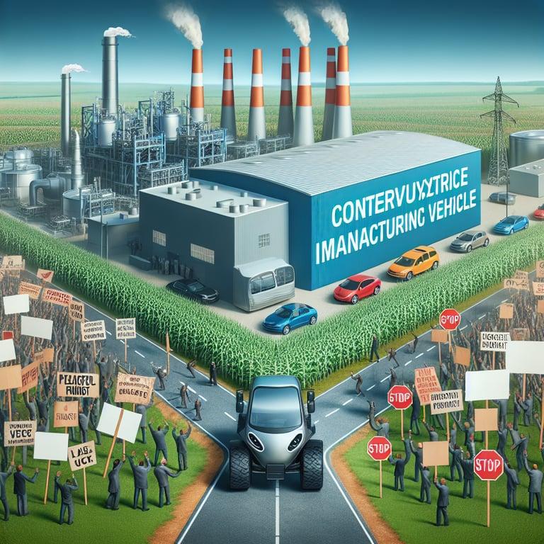 Banner for Tesla's Grünheide Factory Protest Sparks Controversy with 'Heil Tesla' Imagery