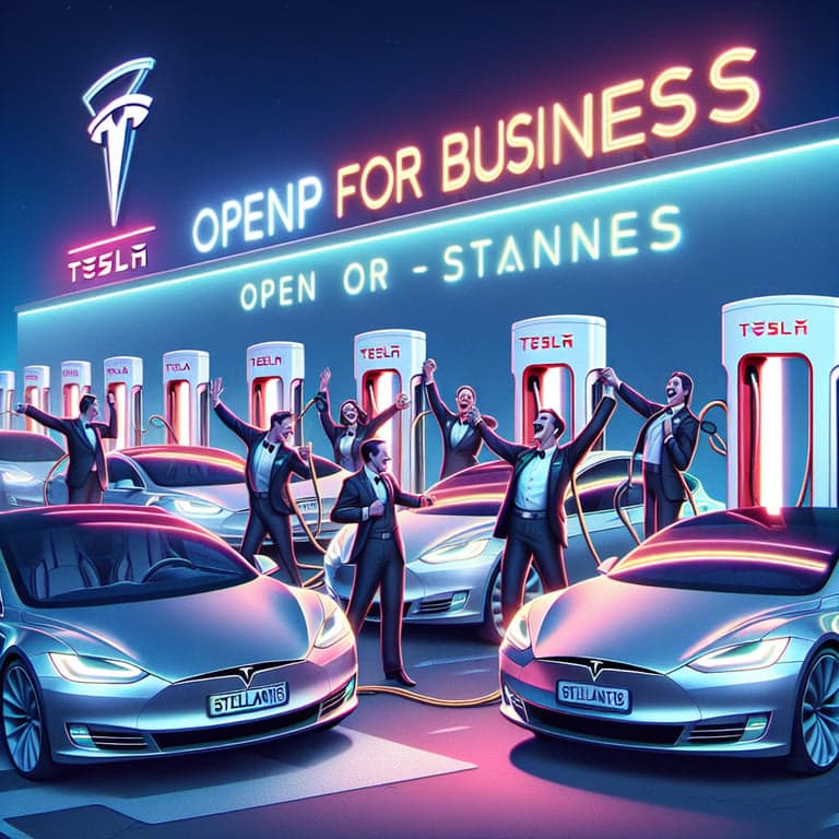 Banner for Stellantis EV Owners Rejoice: Tesla Supercharger Network Now Open for Business!