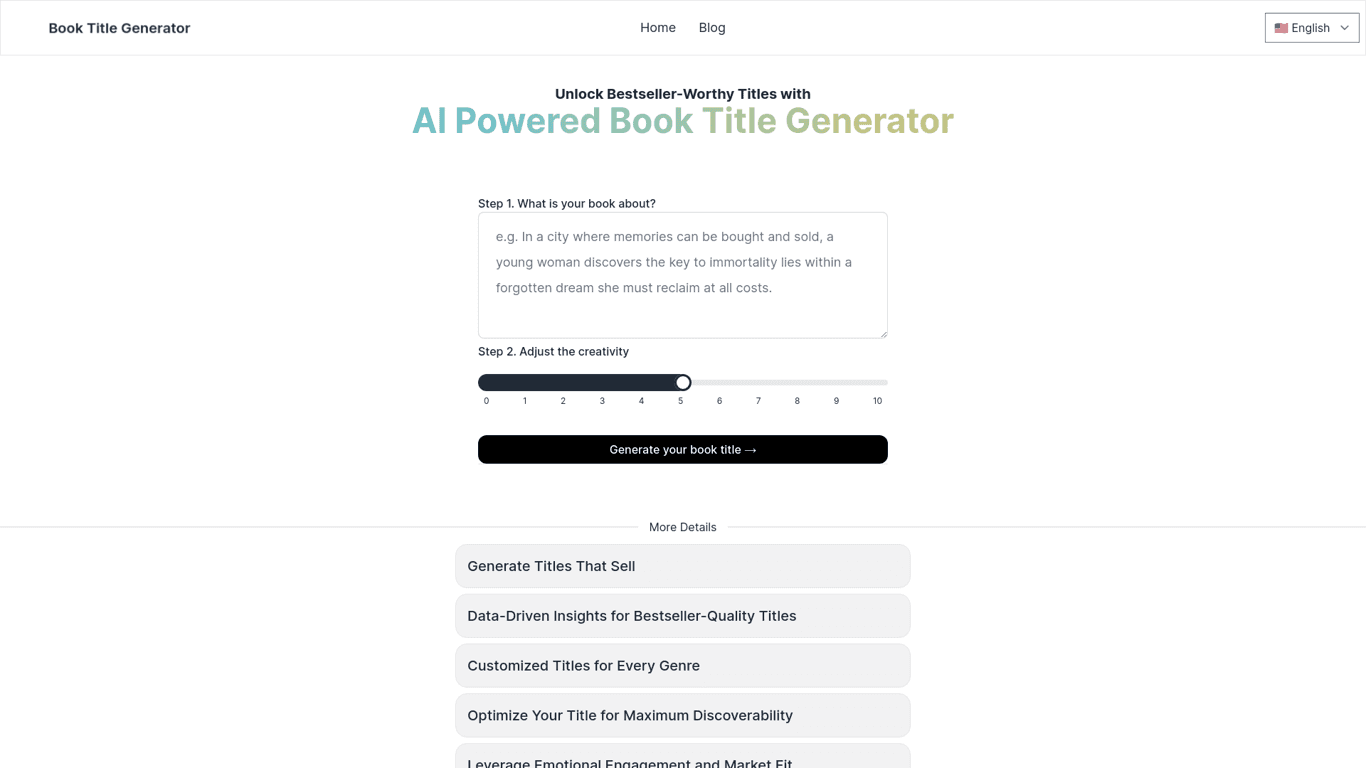 AI Book Title Generator screenshot