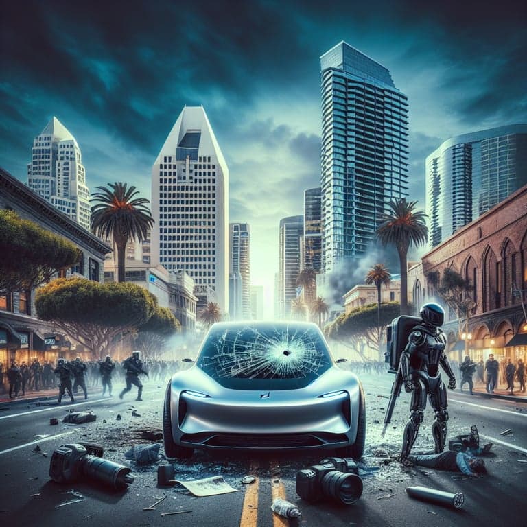 Tesla Windshield Shattered Amidst San Diego's 'Hands Off' Protest: Hunt for the Perpetrator