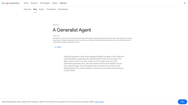 Thumbnail image for A Generalist Agent